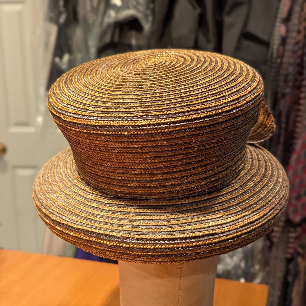 Eric Javits Gold Braided Straw Dress Hat - Picture 3 of 5